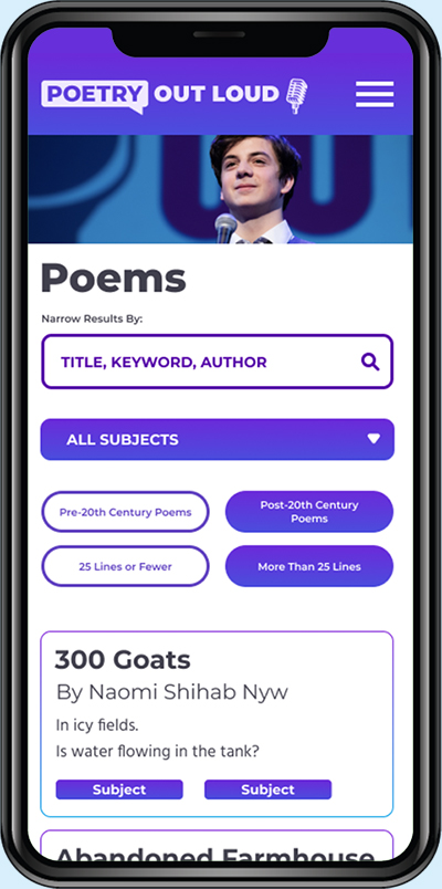Poetry Out Loud Mobile Poems Browser