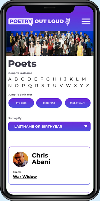 Poetry Out Loud Mobile Poets Browser